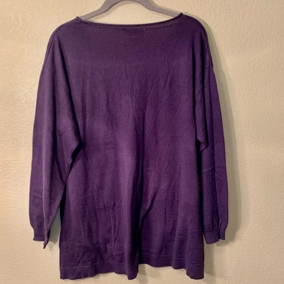 NEW Smock-Style Sweater Medium Newport News Purple Beautiful Pocket 100% Cotton - Picture 10 of 16